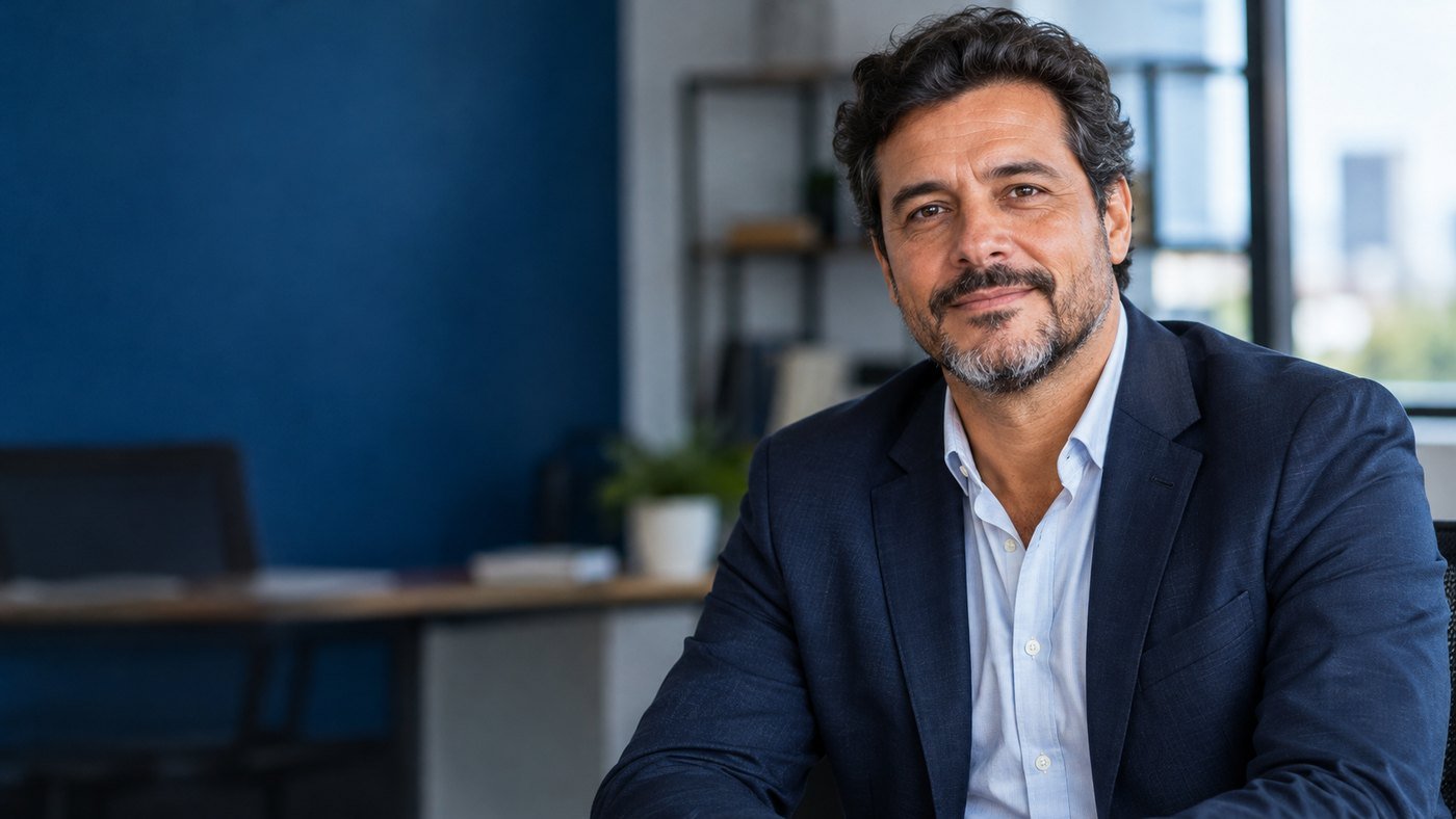 Empresário brasileiro em ambiente de trabalho
